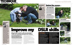A magazine featuring me, Susannah Fields, teaching someone how to use their DSLR camera and giving them a comprehensive Photography Lesson